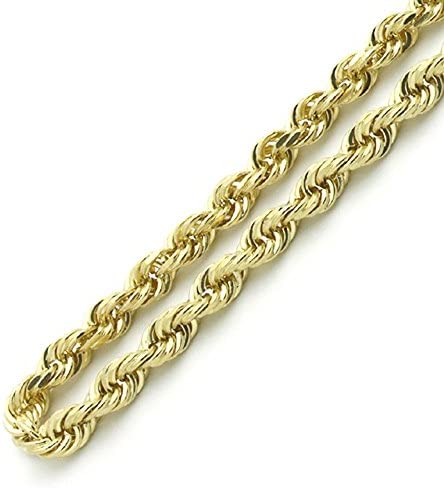 PORI JEWELERS 14K Yellow Gold 2.5MM-4MM Diamond Cut Rope Chain Necklace Unisex Sizes 16"-26"