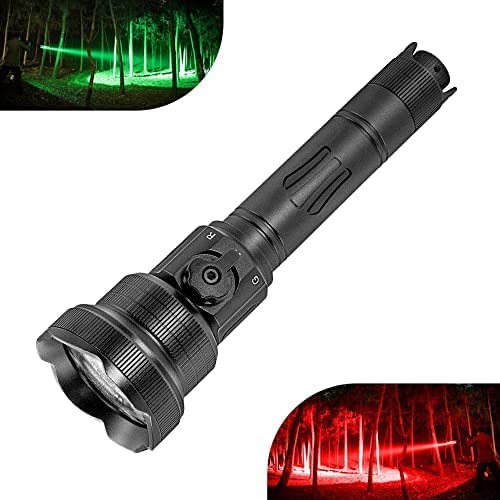 Brinyte T28 LED Red Green Hunting Light, Zoomable Predator Torch with Remote Pressure Switch, IPX6 Waterproof Tactical Flashlight for Hogs Deer Coon Hunting