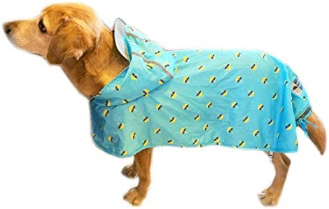 KYEESE Dog Raincoat for Large Dogs Waterproof Reflective Dog Rain Poncho with Hood Lightweight Packable Dog Rain Jacket Raincoats with Zip Pocket