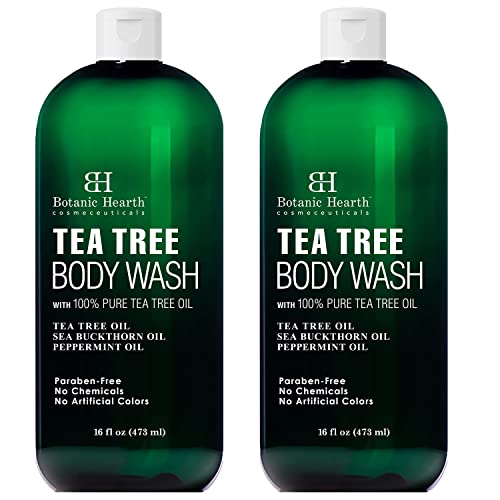 Botanic Hearth Tea Tree Body Wash, Helps Nail , Athletes Foot, Ringworms, Jock Itch, Acne, Eczema & Body Odor, Soothes Itching & Promotes Healthy Skin and Feet, Naturally Scented, 16fl oz 2 Pack