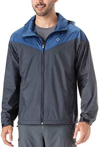 NAVISKIN Men’s Waterproof Rain Jacket Raincoat Hideaway Hood Lightweight Packable Poncho