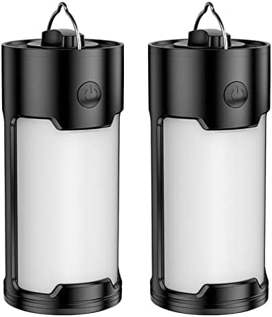 2Pcs LED Camping Lantern Portable Tent Light Battery/USB Powered Optional 500LM 2 Light Modes Waterproof Lightweight(5oz) for Emergency, Survival Kits, Hiking, Fishing, Home and More