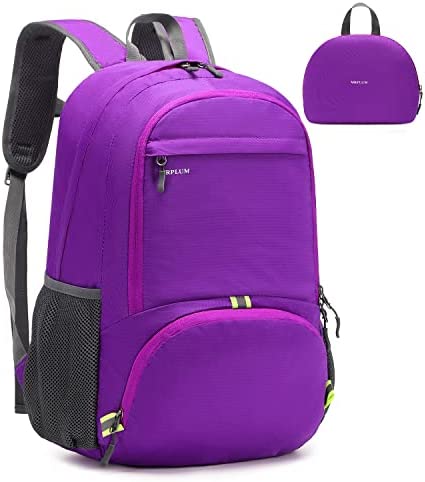 MRPLUM 30L Rucksack Foldable Ultralight Packable Backpack, Unisex Durable Handy Daypack for Travel & Outdoor Sports Durable & Waterproof (Purple)