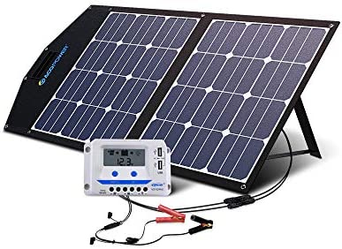 ACOPOWER 80W Foldable Solar Panel, 12V Portable Solar Kit with 10A LCD Charge Controller in Suitcase, (HY-2x40w)