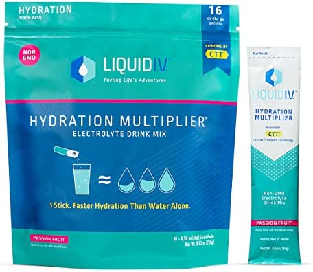 Liquid I.V. Hydration Multiplier – Passion Fruit – Hydration Powder Packets | Electrolyte Drink Mix | Easy Open Single-Serving Stick | Non-GMO | 16 Sticks