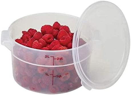 Cambro 2 Qt Round Storage Container With Lid Translucent And Measuring Cup / Container Kit / Kitchen Organization Set by AMZ Empire