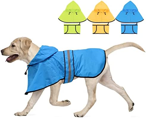 Weesiber Dog Raincoat – Reflective Dog Rain Coat – Waterproof Dog Poncho – Adjustable Dog Rain Jacket – Lightweight Pet Slicker for Dog Walking (Large, Blue)
