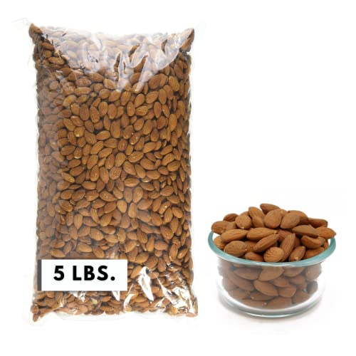 Bulk Raw Almonds 5 LB. | Unsalted Organic All Natural Whole Nuts With Protein For Healthy Snack, Add To Recipes For Fresh Tasty California Almonds