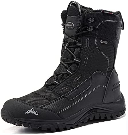 ROCKMARK Men’s Winter Snow Boots Outdoor Warm Mid Calf Waterproof Durable Boot Non-Slip Warm Climbing Shoes