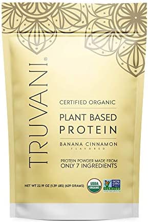 Truvani Plant Based Protein Powder – Banana Cinnamon USDA Certified Organic Protein Powder – Vegan, Non-GMO, Dairy, Soy & Gluten Free (1pk, 20 Servings)