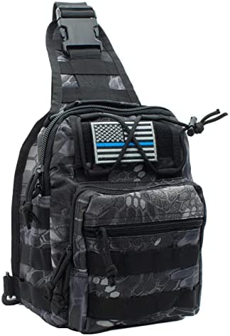 Gurislife Tactical Backpack 10L Small Sling Bag Shoulder EDC Bag Crossbody Pack for Men, Molle system ,Travel, Hiking,Outdoor sport,Hunting,L-Python Black
