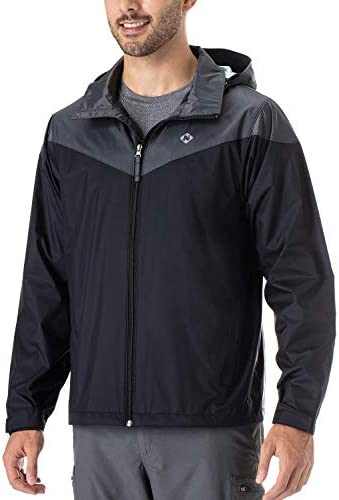 NAVISKIN Men’s Waterproof Rain Jacket Raincoat Hideaway Hood Lightweight Packable Poncho