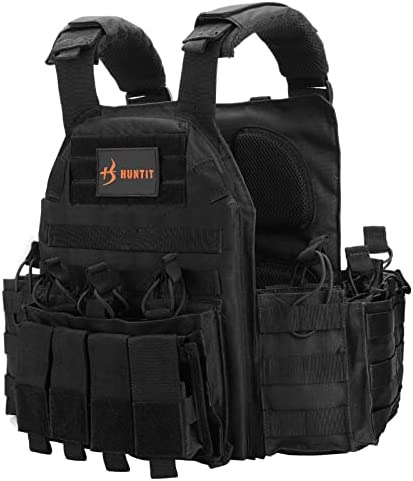 HUNTIT Tactical Vest Adjustable Airsoft Vest Breathable Modular Vest Weighted Vest for Adults Training Vest for Men