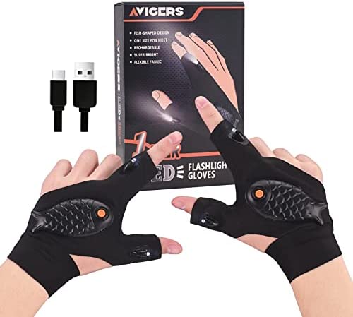 Rechargeable LED Flashlight Gloves,Stocking Suffering Gifts for Men Cool Gadgets Tools Christmas Gifts Flashlight Cycling Great for Night Workers Repairing,Working, Fishing, Camping, Hiking-1 Pair