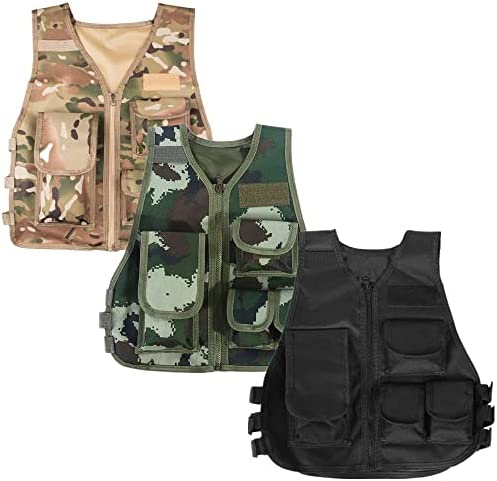 Xbgozly Children Kids Tactical Vest Outdoor Shooting Hunting Combat Vest Adjustable Kids Training Military Army Vest 1pcs