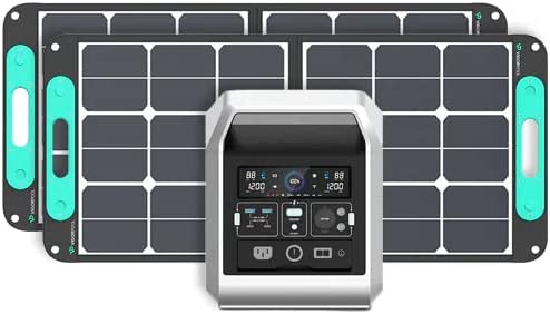 VIGORPOOL Solar Generator 1200, Captain 1200 + 2*100W Solar Panel, Portable Power Station 110V/1200W(Surge 2400W) 1280Wh LiFePO4 Lithium Battery, 4*AC Outlet 11*Outputs+1*Wireless Outputs 2*LED Lights