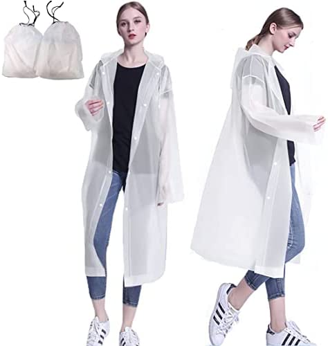DeeerYa 2 Pack Rain Ponchos for Adults Reusable Rain Coats for Women Mens Rain Jacket Waterproof Raincoat with Hood