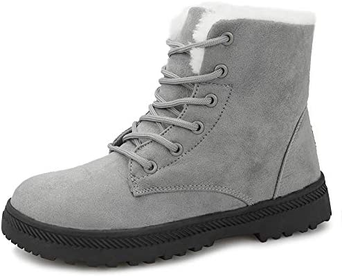 Winter Snow Boots for Women Comfortable Outdoor Anti-Slip Ankle Boots Suede Warm Fur Lined Booties Lace Up Flat Platform Shoes
