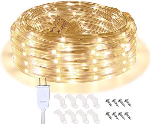 Areful LED Rope Lights, 16.4ft Waterproof Connectable Strip Lighting, 3000K Soft White, Indoor Outdoor Mood Lighting for Home Christmas Holiday Garden Patio Party Decoration