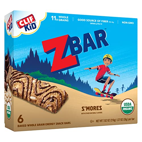 CLIF KID ZBAR – Organic Granola Bars – S’mores – Non-GMO – Organic -Lunch Box Snacks (1.27 Ounce Energy Bars, 6 Count)