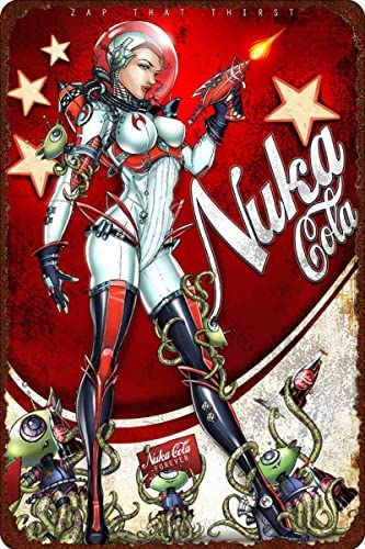 QICH Nuka Cola Retro Tin Metal Sign Personalized Poster Decorative Wall Plaque Garage, Bar, Club, Living Room, Bedroom, 8×12 Inches Color 4
