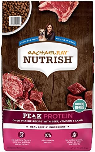 Rachael Ray Nutrish PEAK Natural Dry Dog Food, Open Prairie Recipe with Beef, Venison & Lamb, 23 Pounds, Grain Free (Packaging May Vary)