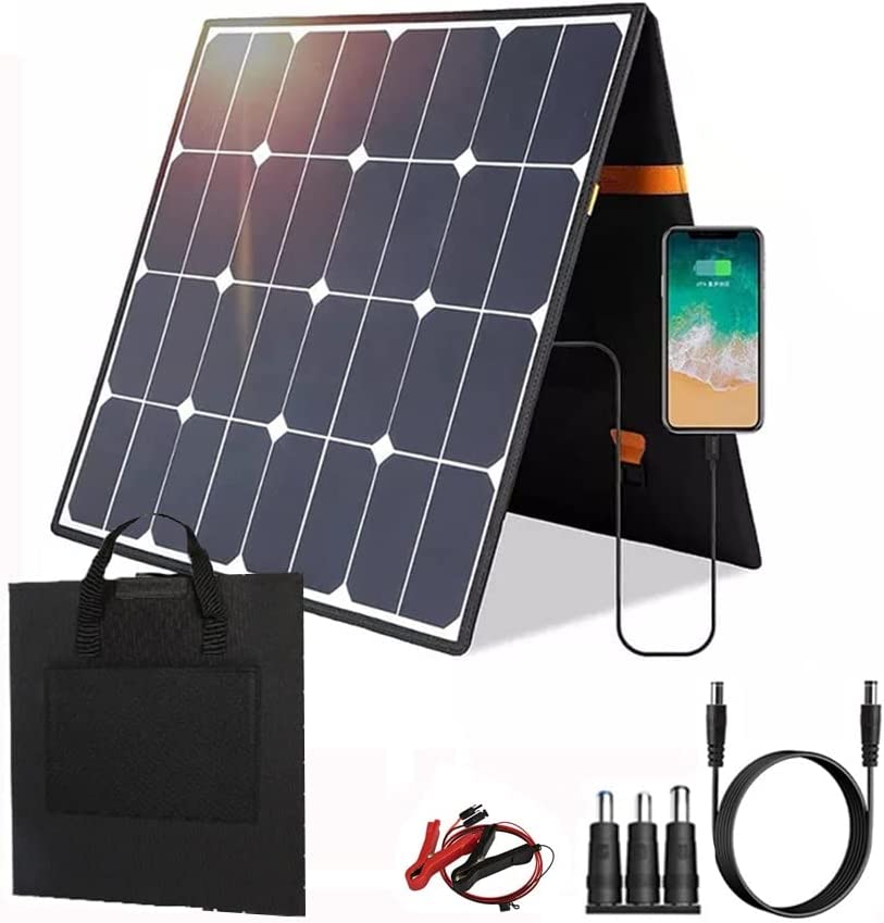 FAJOME 60W Portable Solar Panel, Foldable Solar Panel Kit for Camping with USB/DC Ports, for Power Station Camping RV Tarvel Trailer – Compatible with Solar Generators Power Stations