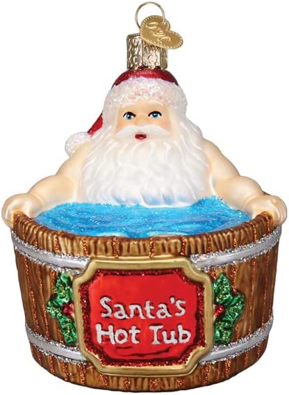 Old World Christmas Santa’s Hot Tub Glass Blown Ornament for Christmas Tree
