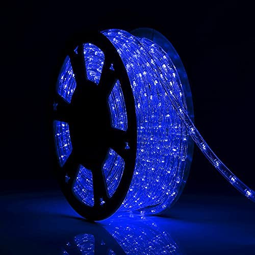 Tuanchuanrp 100Ft Blue Rope Lights Outdoor, 110V Cuttable Outdoor String Lights Waterproof for Indoor/Outdoor, Ideal for Eaves,Backyards Garden, Christmas Lights Outdoor