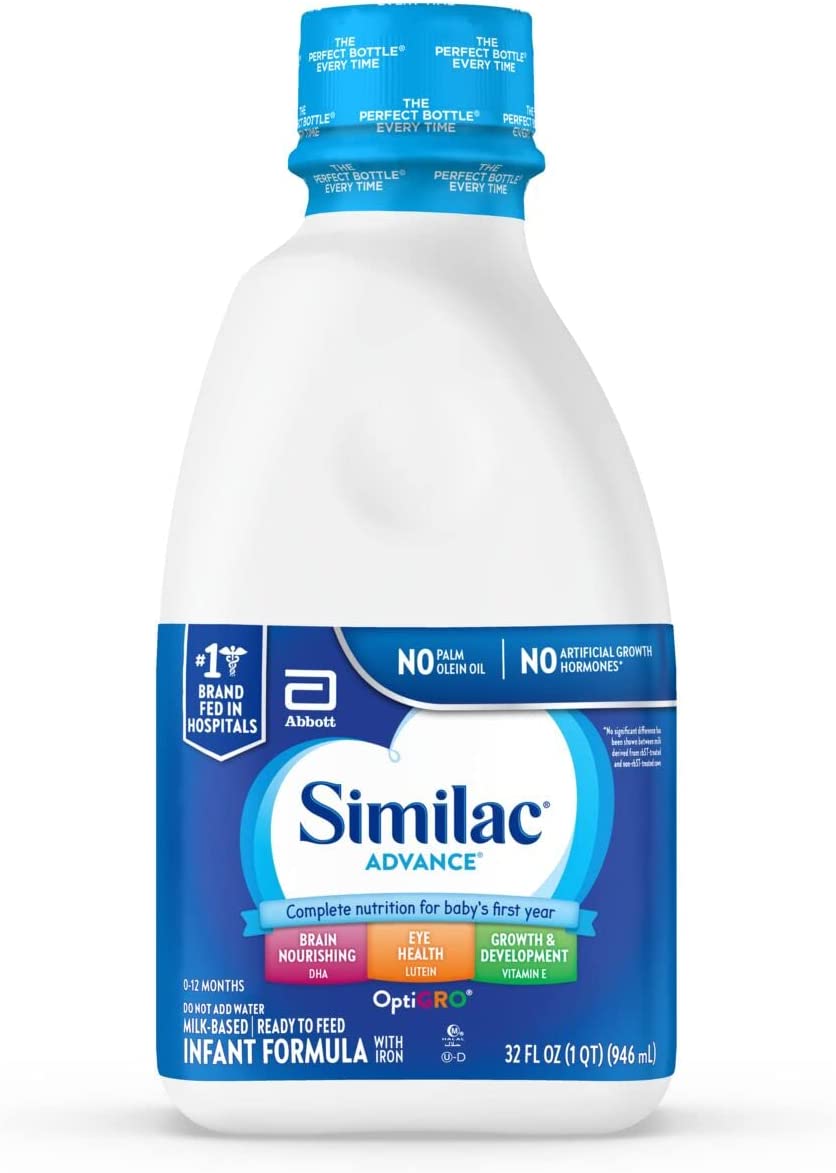 Similac Advance Infant Formula with Iron, Ready-to-Feed Baby Formula, 32-fl-oz Bottle, Pack of 6