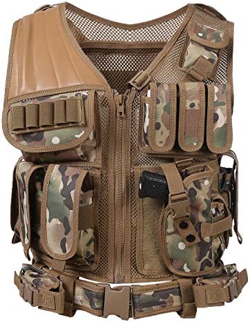 Voeveca Sports Duty Vest Breathable Adjustable Combat/Climbing/Fishing/Outdoor Vest for Training Men/Women/600D Assault