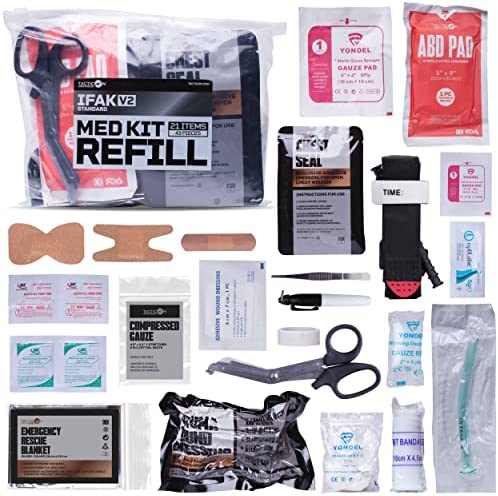 TACTICON V2 IFAK | Tactical Trauma Refill Kit | First Aid | Vented Chest Seal | Combat Tourniquet | Israeli Bandage | Compressed Gauze | NPA Airway | Trauma Shears | Medical Tape | Emergency Supplies