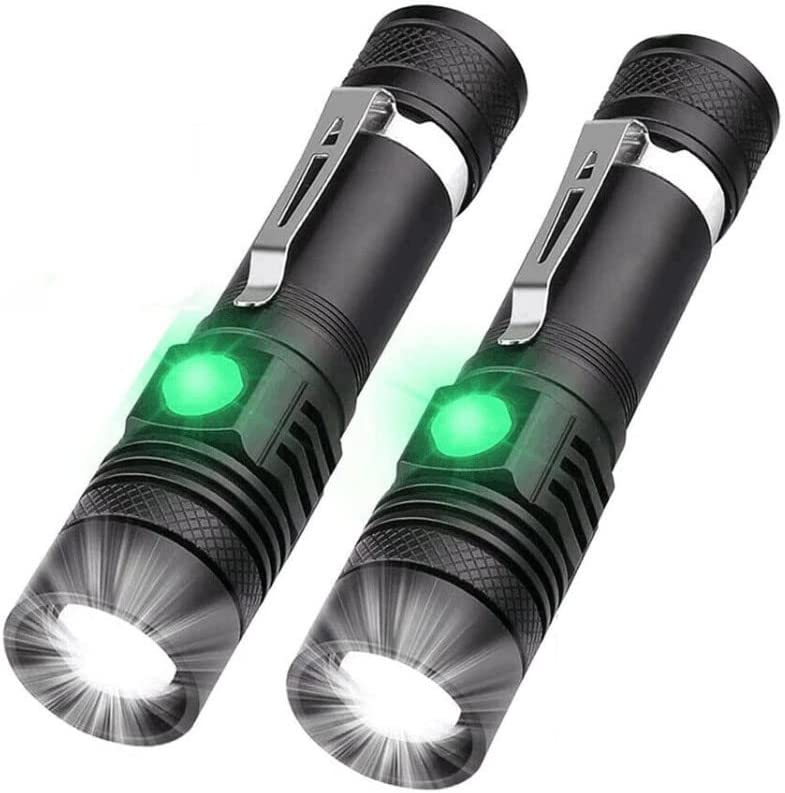 2 Pack LED Tactical Flashlight,Rechargeable Flashlight, XP-L T6 LED Waterproof Torch,1200 Lumens Super Bright, 4 Lighting Modes for Camping Fishing Hiking Emergency