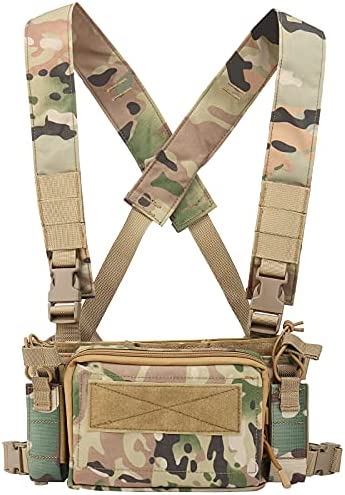 Huenco Camouflage Tactical Vest Airsoft Ammo Chest Rig 5.56 9mm Magazine Carrier Combat Tactical Military