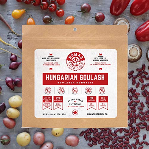 Nomad Nutrition Hungarian Goulash – Plant Based, Protein Packed, Nutritious Dehydrated Meal for Camping, Travel, Adventure on the Go – 4 oz