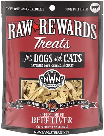 Northwest Naturals Raw Rewards Freeze-Dried Treats for Dogs and Cats – Beef Liver – Gluten-Free Pet Food – 3 Oz.