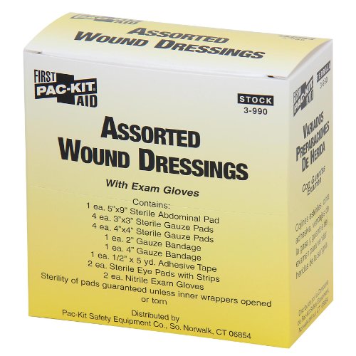 First Aid Only 3-990 16 Piece Large Wound Dressing Pack, For 50 Person First Aid Kits