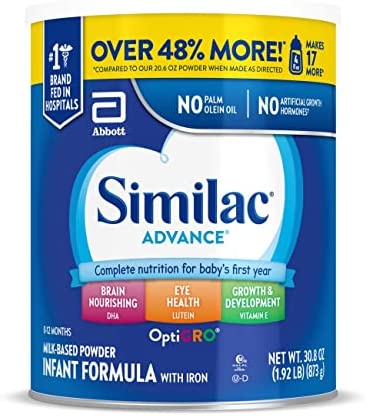 Similac Advance Infant Formula with Iron, Baby Formula Powder, 30.8-oz Can