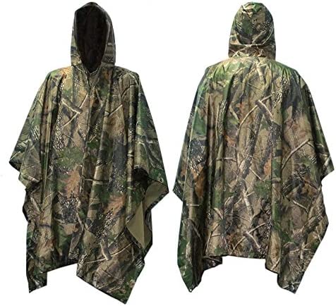 ElifeAcc Multifunction Military Camouflage Rain Coat,Waterproof Ripstop Rain Poncho, PVC and Nylon,1 Pack