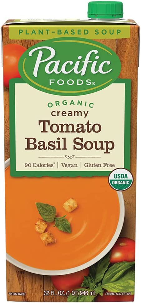 Pacific Foods Organic Vegan Creamy Tomato Basil Soup, 32oz