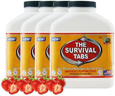Emergency Survival Food 4 bottles Strawberry Flavored 720 tabs