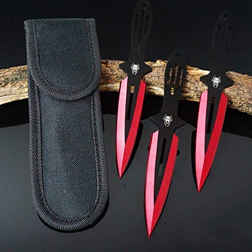 KCCEDGE BEST CUTLERY SOURCE Tactical Knife Survival Knife Hunting Knife 6.5″ Spider Skull Throwing Knives Set Fixed Blade Knife Razor Sharp Edge Camping Accessories Survival Kit Tactical Gear 74182