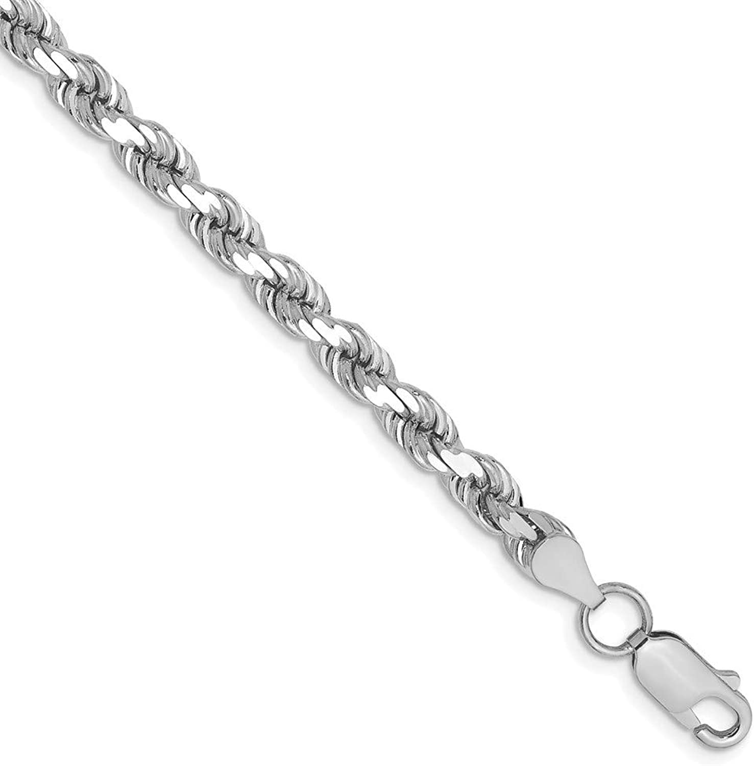 14k White Gold 4.5mm D/C Rope with Lobster Clasp Chain 8in 4.5mm style 035W-8