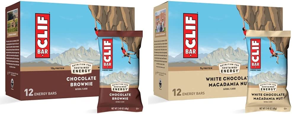 CLIF Bars – Energy Bars – Chocolate Brownie – 12 Count + CLIF Bars – Energy Bars – White Chocolate Macadamia – 12 Count