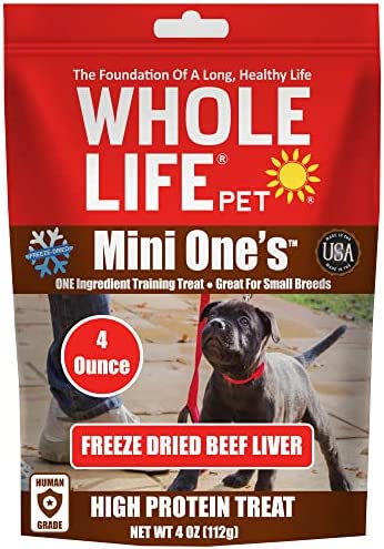 Whole Life Pet Mini Ones – Beef Liver Treats for Small Dogs or Training Treats for Any Size Dog, Human Grade, One Ingredient, Made in The USA