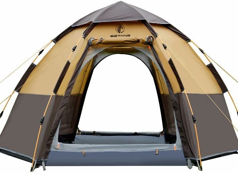BZTANG 4-6 Person Camping Tent 48 Seconds Set Up Tent Waterproof Pop Up Hexagon Outdoor Sports Tent Camping Sun Shelters, Instant Cabin Tent, Advanced Venting Design, Provide Top Rainfly(2023
