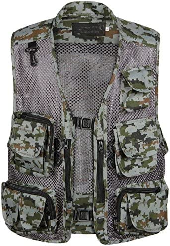 Flygo Zhusheng Men’s Fishing Outdoor Utility Hunting Climbing Tactical Camo Mesh Removable Vest with Multiple Pockets