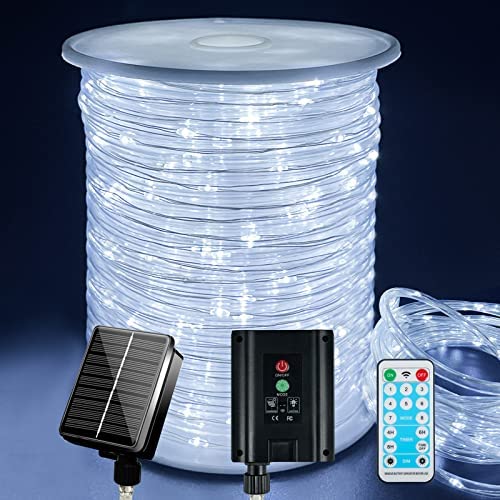 148ft 600 LED Rope Lights Outdoor Waterproof with Remote 45 Meters Solar Powered String Lights 8 Modes Super Long Fairy Light with Timer Solar Tube Lights for Garden Deck Patio Pool Weeding Yard Decor