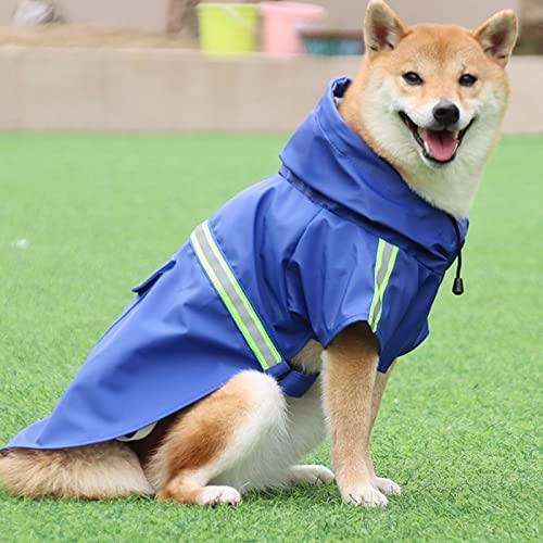 WujiJia Dog Raincoat Rain Poncho Coat with Safety Reflective Strap, Adjustable Waterproof Rain Jacket with Hood Leash Hole for Medium Large Dogs Lightweight Breathable Pet Rain Clothes