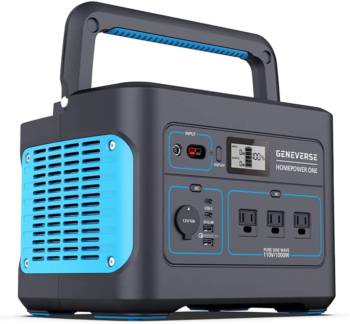 Geneverse 1002Wh Portable Power Station, HomePower ONE: 8 Outlets (3X 1000W AC Outlets). Quiet, Indoor-Safe Backup Battery Power Generator For Home Outages + Devices Up To 2000W WAREHOUSE DIRECT